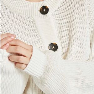 Organic cotton balloon sleeve cardigan